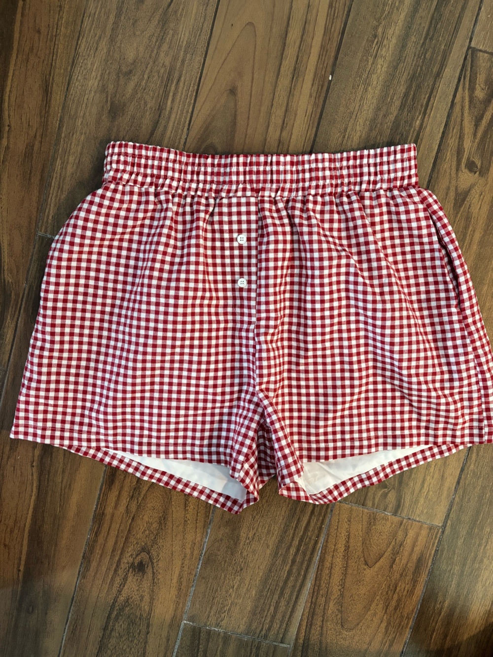 Red and White women’s boxer shorts